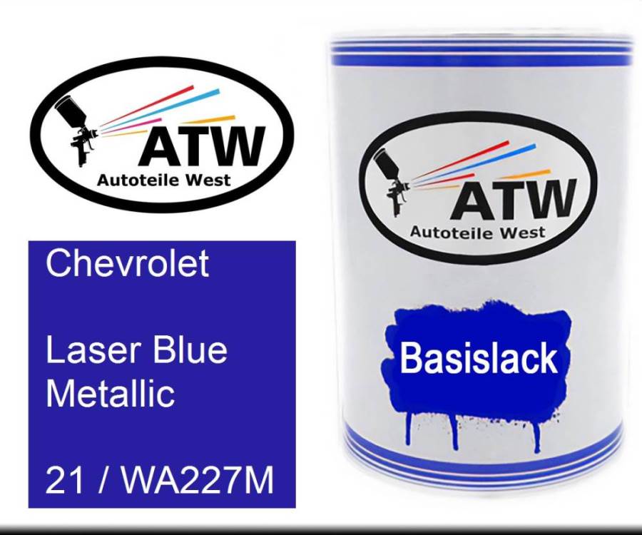 Chevrolet, Laser Blue Metallic, 21 / WA227M: 500ml Lackdose, von ATW Autoteile West.